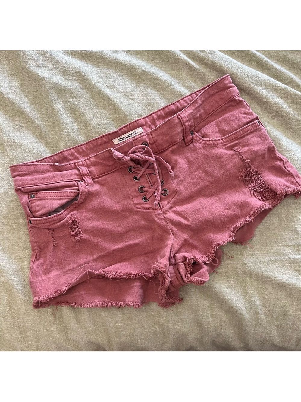 Billabong Pink Distressed Jean Shorts D-29